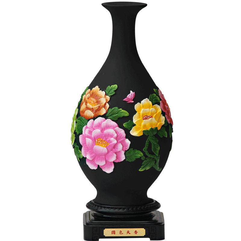 国色天香花瓶家装活性炭雕工艺品