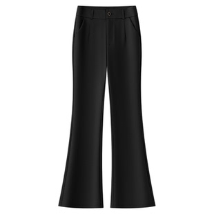 啄木鸟黑色西装微喇裤女新款秋冬高腰显瘦气质喇叭裤百搭加绒女裤