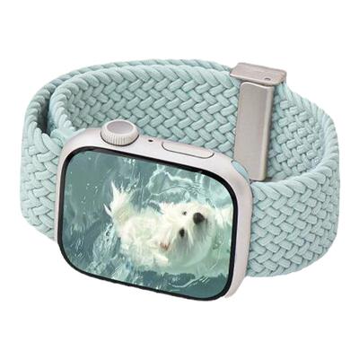 适用iwatch编织折叠磁吸黑扣表带