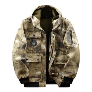 秋冬加厚迷彩服套装男防水加绒工作服厚款工地工装外套建筑劳保服