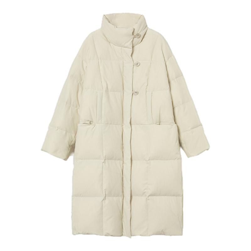 糖皮出品过年新衣冬季保暖90白鹅绒 三粒扣立领宽松羽绒服鹅绒服