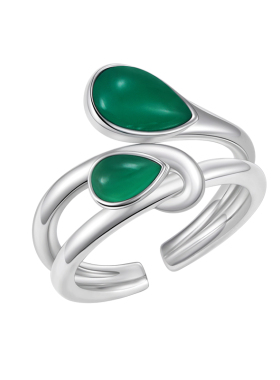 几尤原创纯银绿玛瑙开口戒指