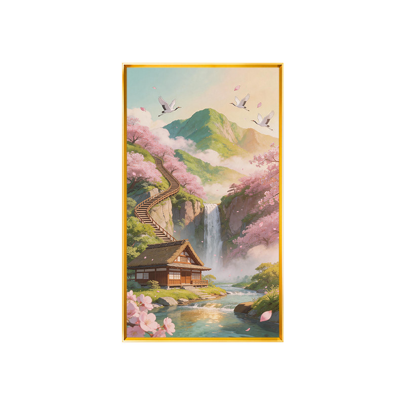 青山流水桃花林十字绣世外仙境2026新款全绣新中式线绣满绣自绣
