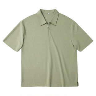 海上公路重磅大珠地半拉链Polo衫男夏季宽松休闲简约翻领短袖T恤