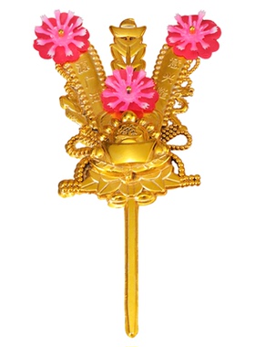 金花雀尾插香炉金花拜神拜佛摆件