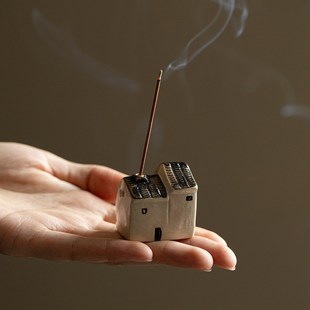 墨己创意手工陶瓷香小家用摆件办公室可爱线香香插香炉沉香底座插