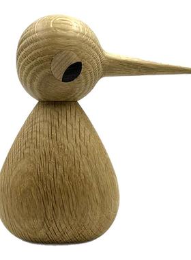 丹麦设计实木尖嘴鸟摆件礼品