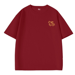 班尼路S&K红色短袖t恤男纯棉打底衫马年本命年新年好运半袖体恤A