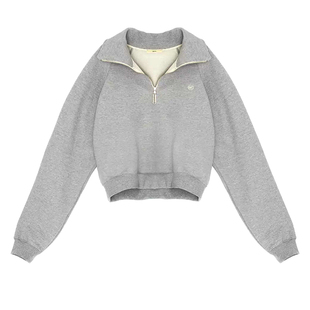 Recto 现货韩国设计师翻领半拉链复古校园宽松卫衣 | oneonebuyer