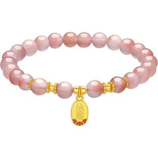 周六福玛瑙手链女福气小桃花手串S925银国风新年礼物送女友