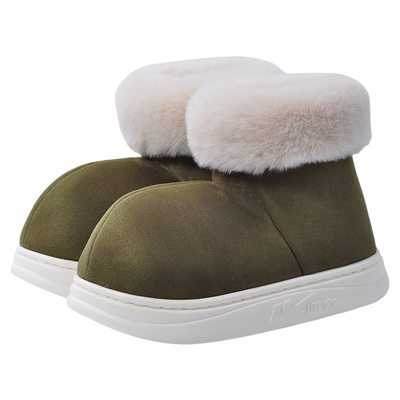 全包跟棉鞋男款冬季居家用加绒加厚保暖高帮带后跟棉拖鞋情侣外穿