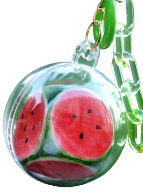 手作木质西瓜夏天创意大富翁游戏骰子包挂钥匙扣趣味礼物汽车挂件