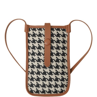 千鸟格豹纹帆布装放手机包