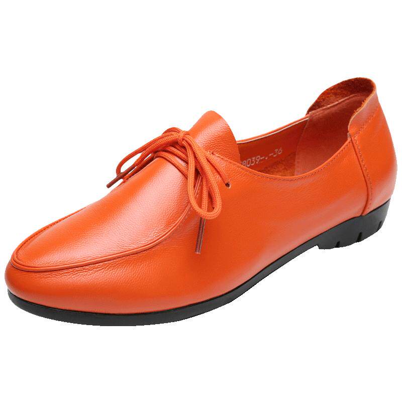 新款单鞋女平底鞋平跟休闲小皮鞋豆豆鞋小白鞋子春秋真皮大码女鞋