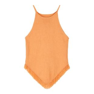 MULVAN 【现货7折】针织小吊带背心外穿女修身不规则挂脖流苏上衣