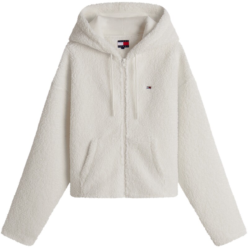 Tommy女装仿羊羔绒连帽开衫卫衣