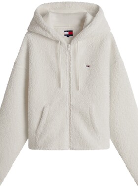 Tommy女装仿羊羔绒连帽开衫卫衣