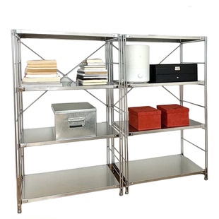 日式不锈钢置物架落地多层客厅储物书房厨房墙角金属展示收纳架子