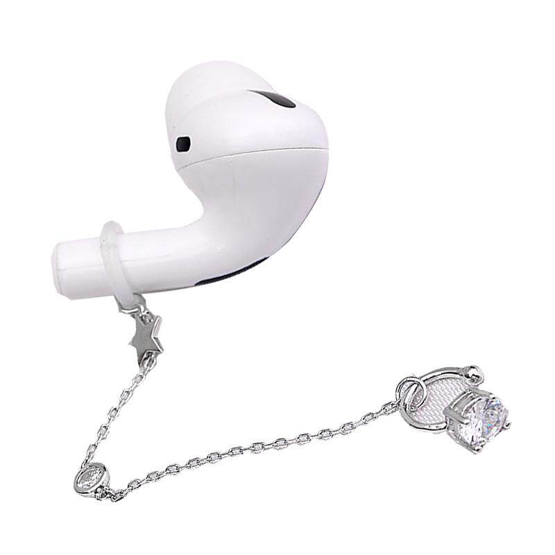 星图纯银适用airpods1234无线耳机防丢耳环苹果pro蓝牙夹链绳小米华为FreeBuds pro倍思oppo三星vivo漫步者