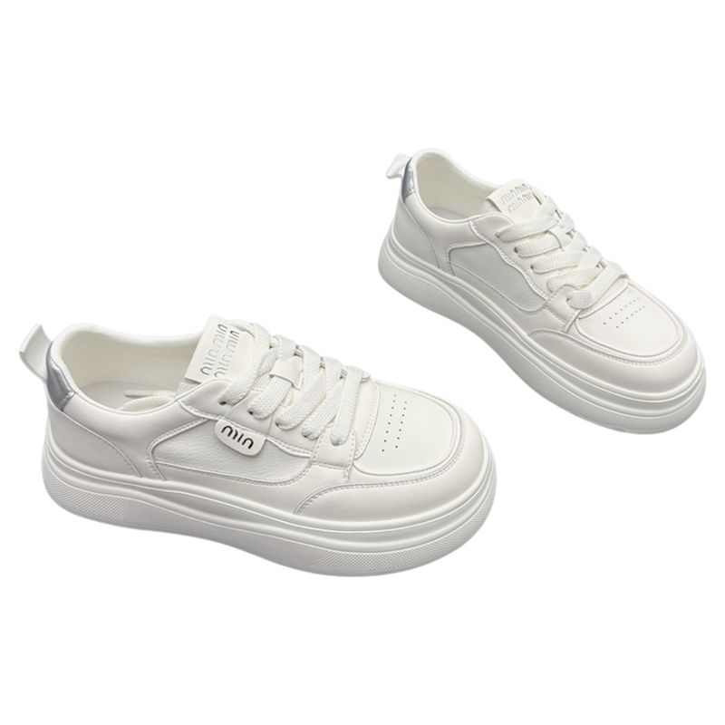 真皮女鞋2025秋新款韩版厚底系带小白鞋网红百搭运动鞋休闲板鞋潮