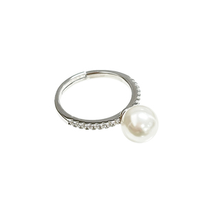 方糖家 纯银奥地利施家珍珠纤细叠戴戒指简约气质轻奢高级感女款