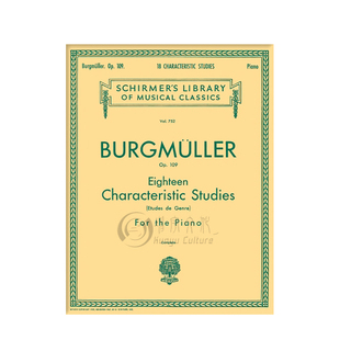 布格缪勒 18首个性练习曲 Op109 钢琴独奏 希尔默原版乐谱书 Burgmuller 18 Characteristic Studies for Piano HL50256170