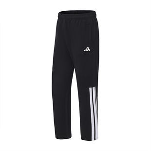 Adidas/阿迪达斯休闲运动裤黑色直筒裤男三条纹宽松棉质秋裤子