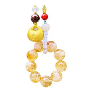 深圳弘法寺锦绣前程钱袋子黄水晶招财平安挂件汽车吊坠发财福锁