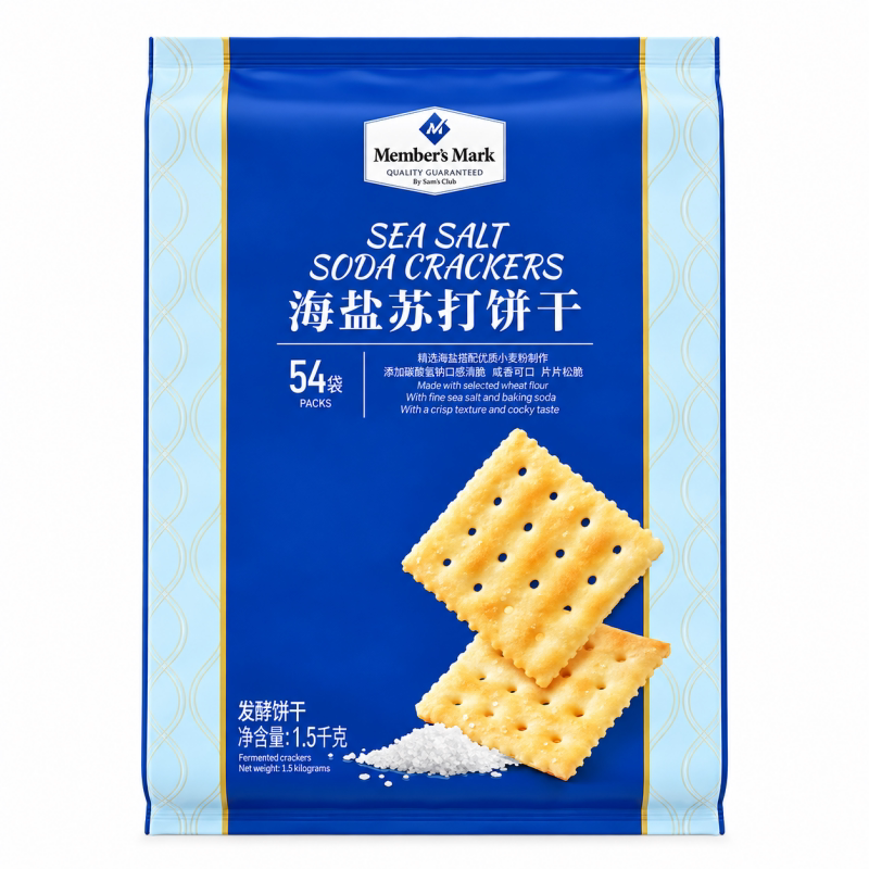 山姆海盐苏打饼干独立包装咸味超市代购无糖精孕妇下午茶休闲零食