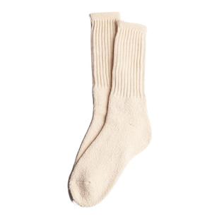 SockLab米白色复古日本长袜毛圈毛巾底重磅高筒男女纯棉麻cityboy