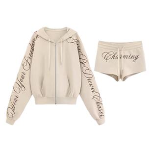 美式连帽卫衣外套辣妹短裤春装女2026年新款时尚套装反叛职场穿搭