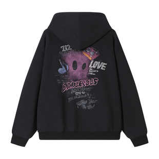 Dangerouspeople薛之谦dsp冬季抓绒连帽卫衣潮牌百搭情侣开衫外套