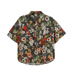 砚台家童装男童港风复古衬衫夏装碎花衣服宝宝纯棉上衣儿童花衬衣