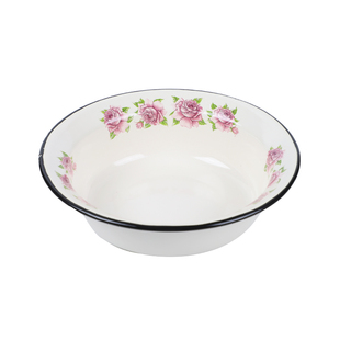 老式搪瓷碗加厚食品级搅拌碗大碗家用吃面碗深盘菜盘复古怀旧饭碗