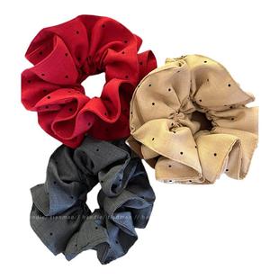 韩系褶皱波点大肠发圈女慵懒风高级感超大号丸子头扎马尾皮筋发绳