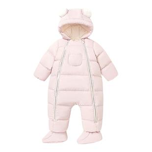 迷你巴拉巴拉女童鹅绒羽绒服连体衣冬装宝宝三防保暖护肚包脚爬服