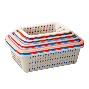 菜篮子塑料筐长方形框子小洗商用厨房配货沥水白色加厚麻辣烫收纳