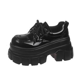 9cm小个子系带厚底乐福鞋女2025秋冬款轻便百搭增高休闲小皮鞋