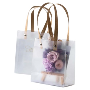 蔓玥 PVC透明磨砂开窗手提袋防水pp塑料包装盒加厚礼品手工礼物伴