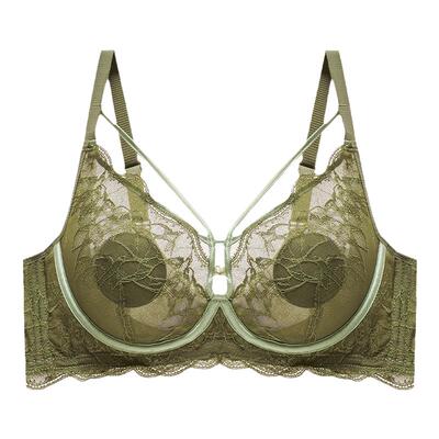 爱戴性感内衣女薄款大胸显小透气水晶杯软钢圈上托防下垂无痕文胸
