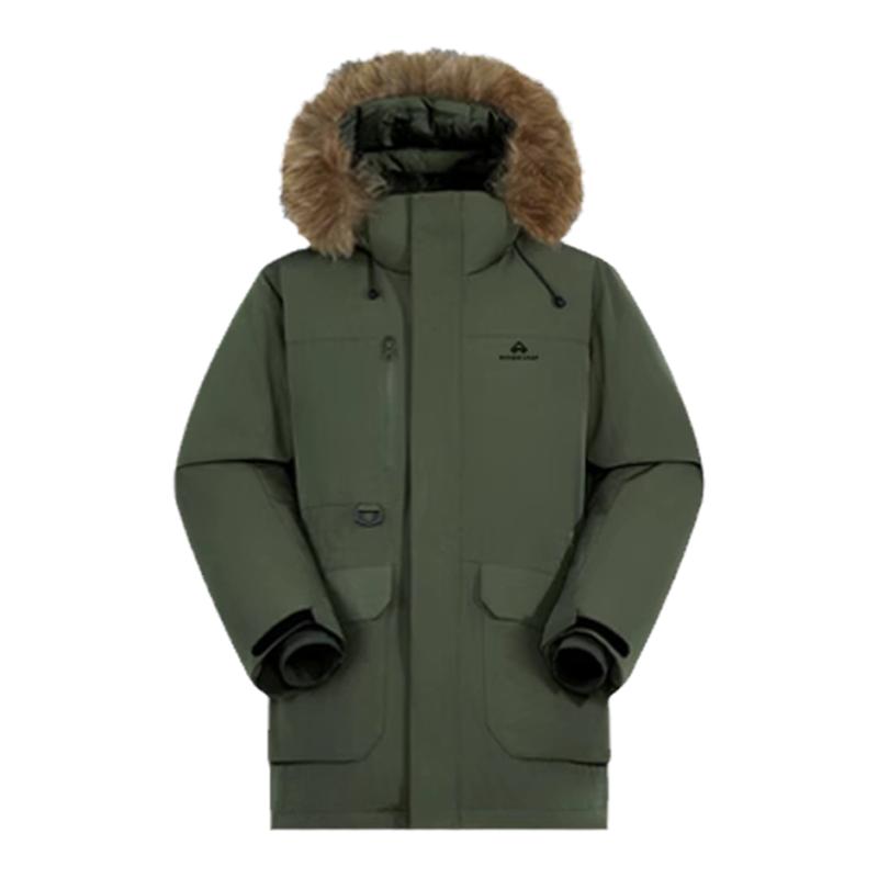 【雪熊】鹅绒服拓路者男貉子毛领中长款800蓬羽绒服冬加厚派克服
