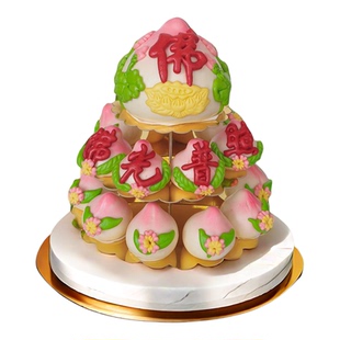 三月三过年上供馒头莲花马年佛道仙家供佛老人花饽饽寿桃春节寺庙