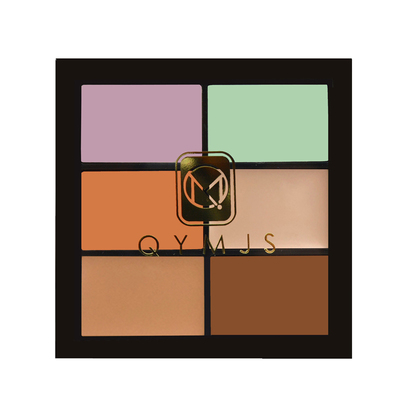 QYMJS六色遮瑕盘修容膏化妆培训学校学生侧影痘印黑眼圈提亮泪沟