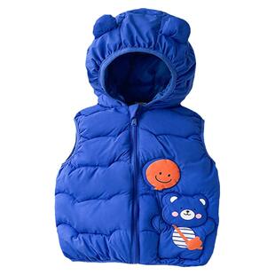 秋冬卡通洋气儿童羽绒棉马甲潮男女童装保暖连帽马夹宝宝背心外穿