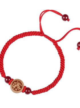 普陀山朱砂桃木十二生肖手串