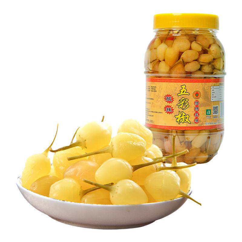酸辣五彩椒 广西七彩椒泡椒下饭菜醋泡灯笼椒酸泡五色椒腌辣椒