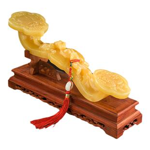 福雅禄黄玉如意摆件吉祥玉如意客厅玄关中式办公摆设开业乔迁礼品