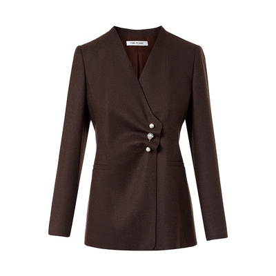 朗姿集团LIME莱茵Loro Piana羊毛西装套装收腰上衣阔腿裤子25冬新