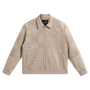 【商场同款】太平鸟男装夹克新款重工棒球服仿麂皮外套 B1BCE4216