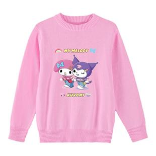 班吉鹿儿童上衣秋季套头针织打底衫中大童库洛米可爱女童毛衣薄款